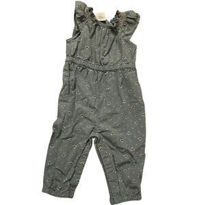 Emma’s Garden Organic Cotton One-piece Jumpsuit/ Romper w Pants 3-6M Blue Floral